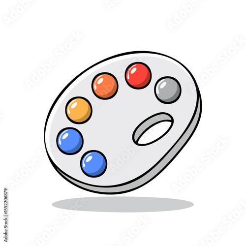 Cartoon Artist Palette with Colorful Paints Simple Illustration for Creative Art Projects and Design Concepts