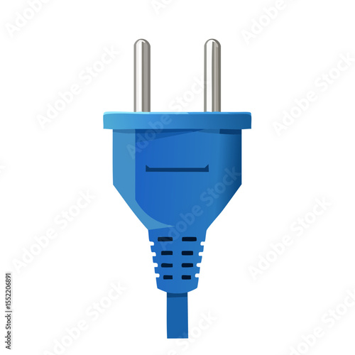 Electric Plug Blue Cord Close Up Power Supply Connection Home Appliance EU Plug Equipment