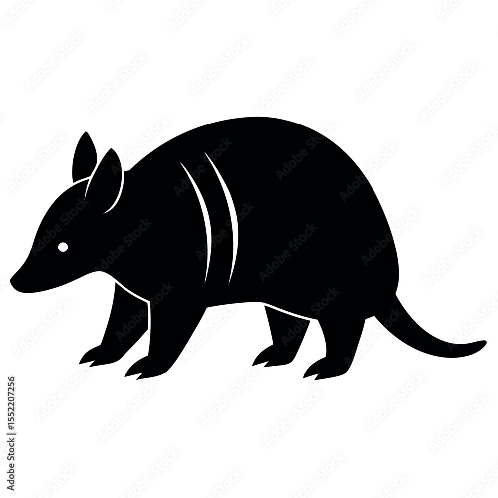Obraz premium Silhouette of an Armadillo A Striking Black and White Illustration