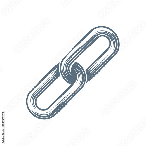 Stylized illustration of two metal chain links on a black background forming a concept of connectivity and togetherness