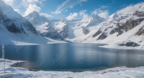 Wallpaper Mural A Snow Water Lake High In Mountains with Empty Copy Space For Text Torontodigital.ca