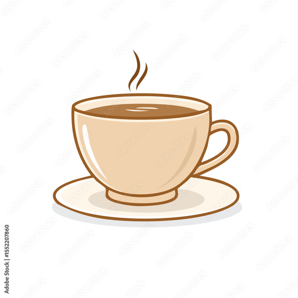 Obraz premium Isolated steaming cup of coffee illustration in cartoon style on black background
