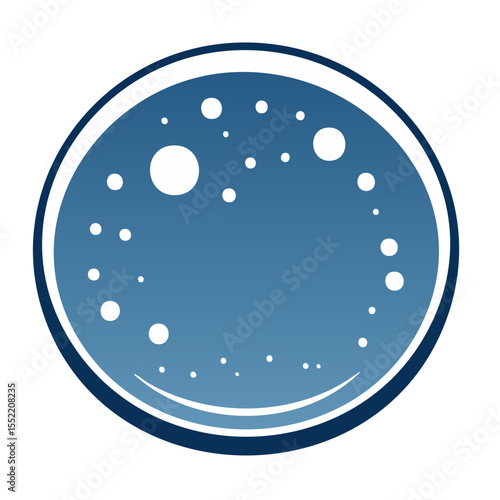Stylized Globe Icon with Bubbles and Blue Gradient on Black Background
