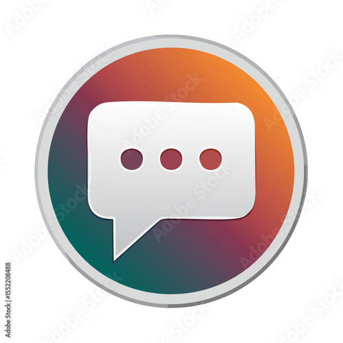 Colorful Chat Bubble Icon Symbolizing Communication Messaging and Social Interaction In Round Gradient Button for Apps and Websites