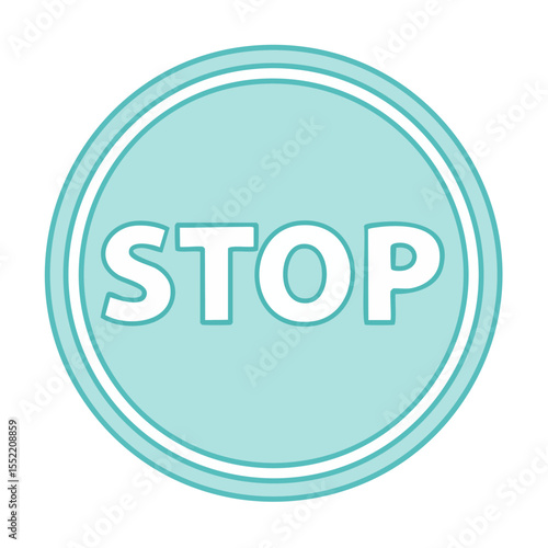 Light blue stop sign with white letters against a black background caution and safety visual communication icon traffic and regulatory adherence