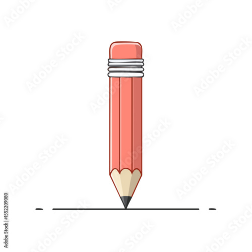 Illustration of a pink drawing pencil with eraser leaving a line on a black background