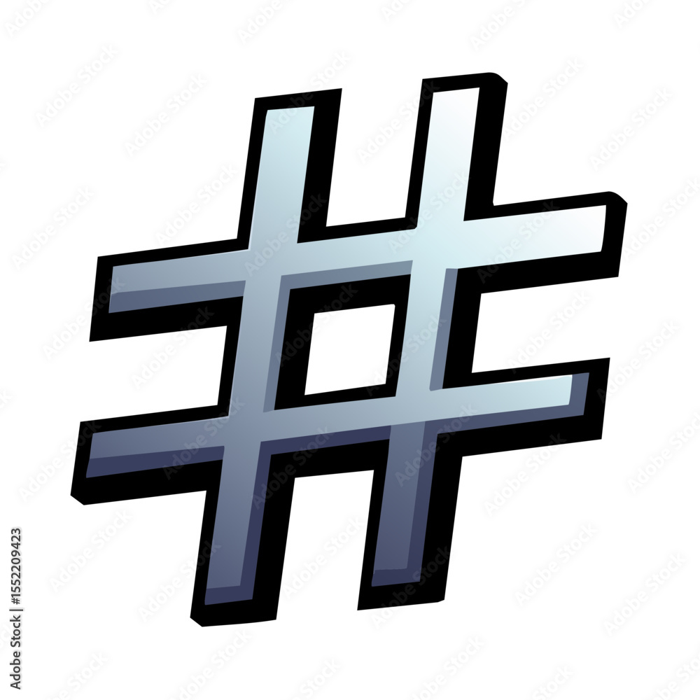 Fototapeta premium Silver Hashtag Symbol Illustration on Black Background for Social Media Networking