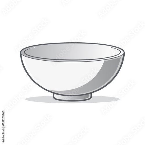 Empty ceramic bowl illustration for food service promotion or kitchenware product visuals clean white bowl minimal tableware vector art