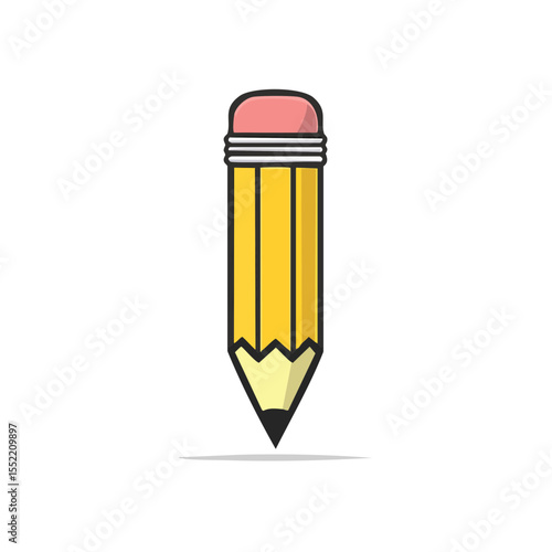 Yellow pencil with eraser drawing line on a black background illustration concept