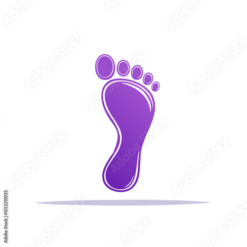 Modern Purple Footprint with Shadow, Vector Illustration on Black Background, Foot Health