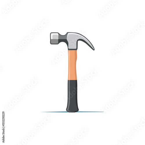 Cartoon Style Hammer with Wooden Handle for Carpentry Construction and Home Repair Projects