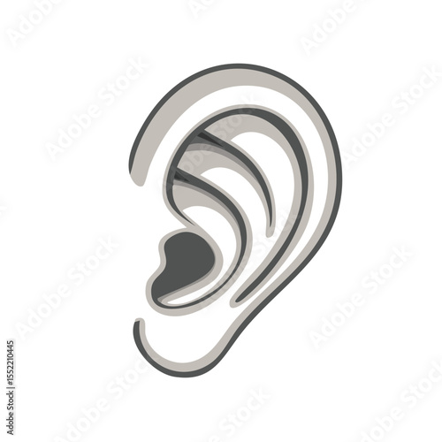 Human Ear Vector Illustration Anatomy Organ Listening Hearing Sense Auditory System