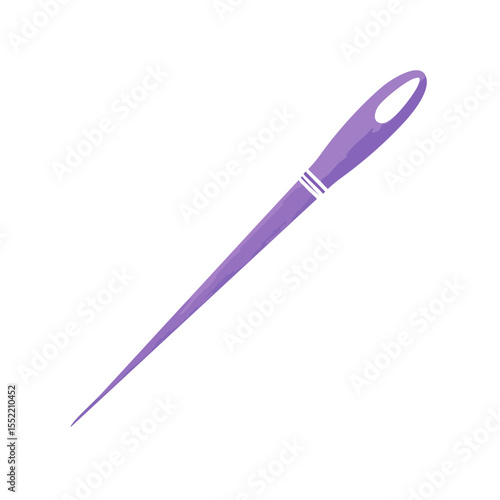 Illustration of a Purple Sewing Needle on a Black Background for Crafts and Sewing