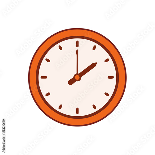 Simple Round Wall Clock Illustration Showing the Time at Two O'Clock on a Black Background