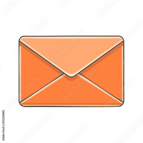Envelope Illustration for Communication and Mailing Correspondence in Orange with Black Background For Messaging and Letters