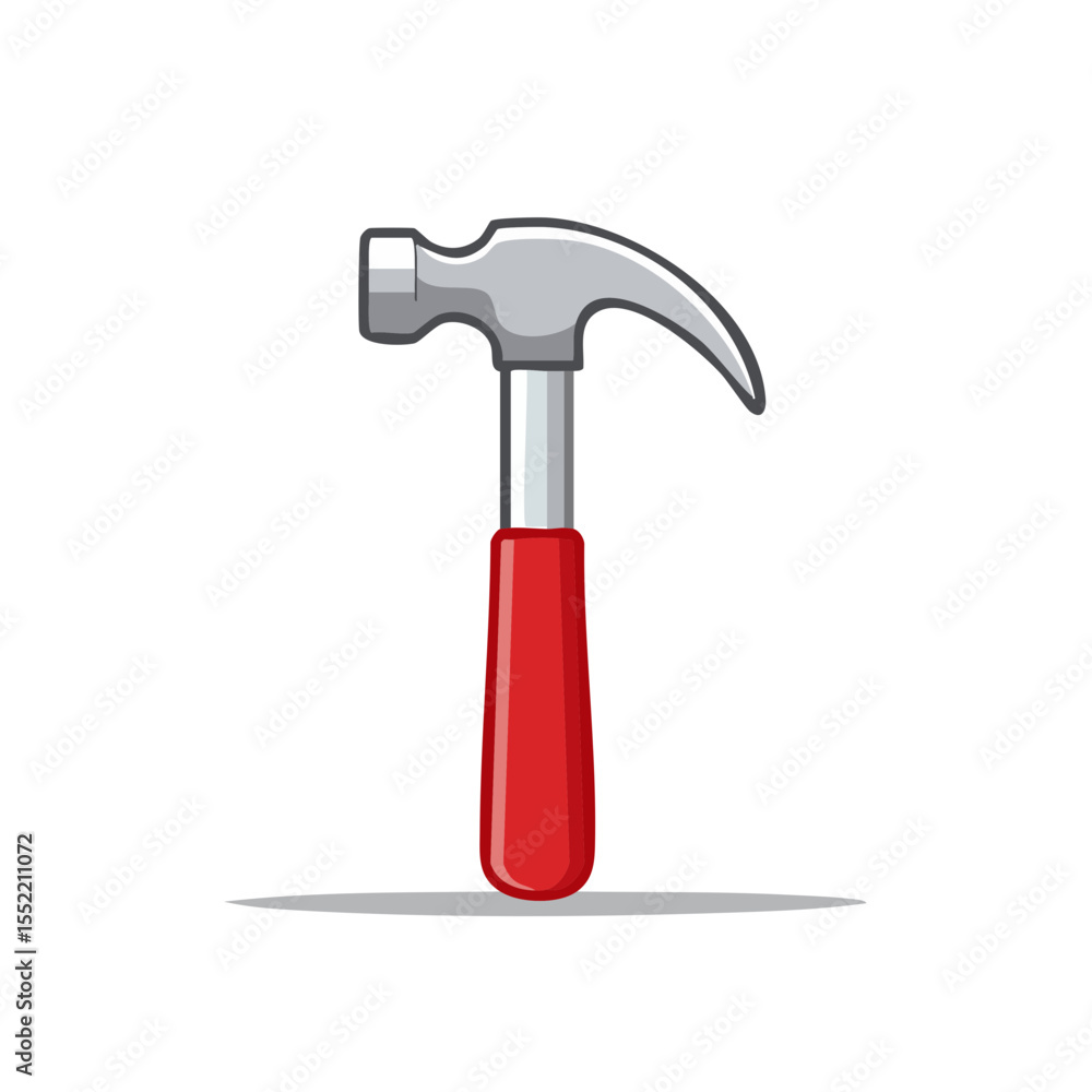 Cartoon Hammer with Red Handle and Silver Head Construction Tool Illustration Cartoon Hammer with Red Handle and Silver Head Construction Tool Illustration