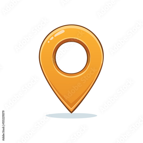 Cartoon Style Location Pin for Maps and Navigation in Orange Color with Glossy Accents