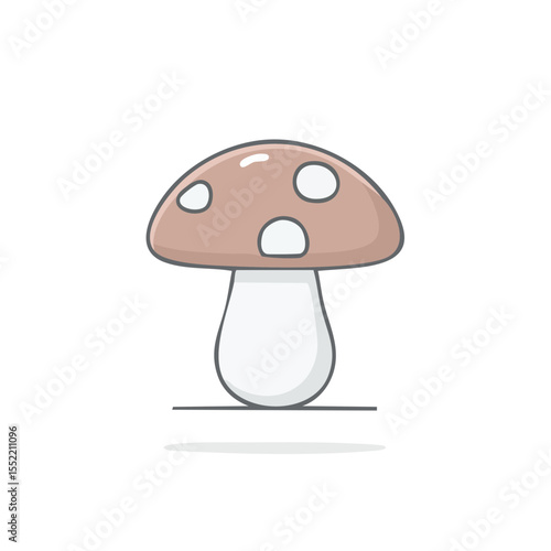 Cute Cartoon Mushroom Vector Illustration isolated on Black Background. Single Mushroom fungi with spots concept and outline design