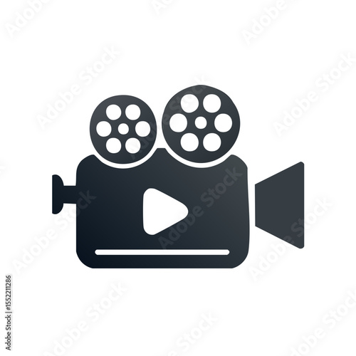 Dark Gray Vintage Film Camera on Black Backdrop Illustrating Filmmaking and Video Production