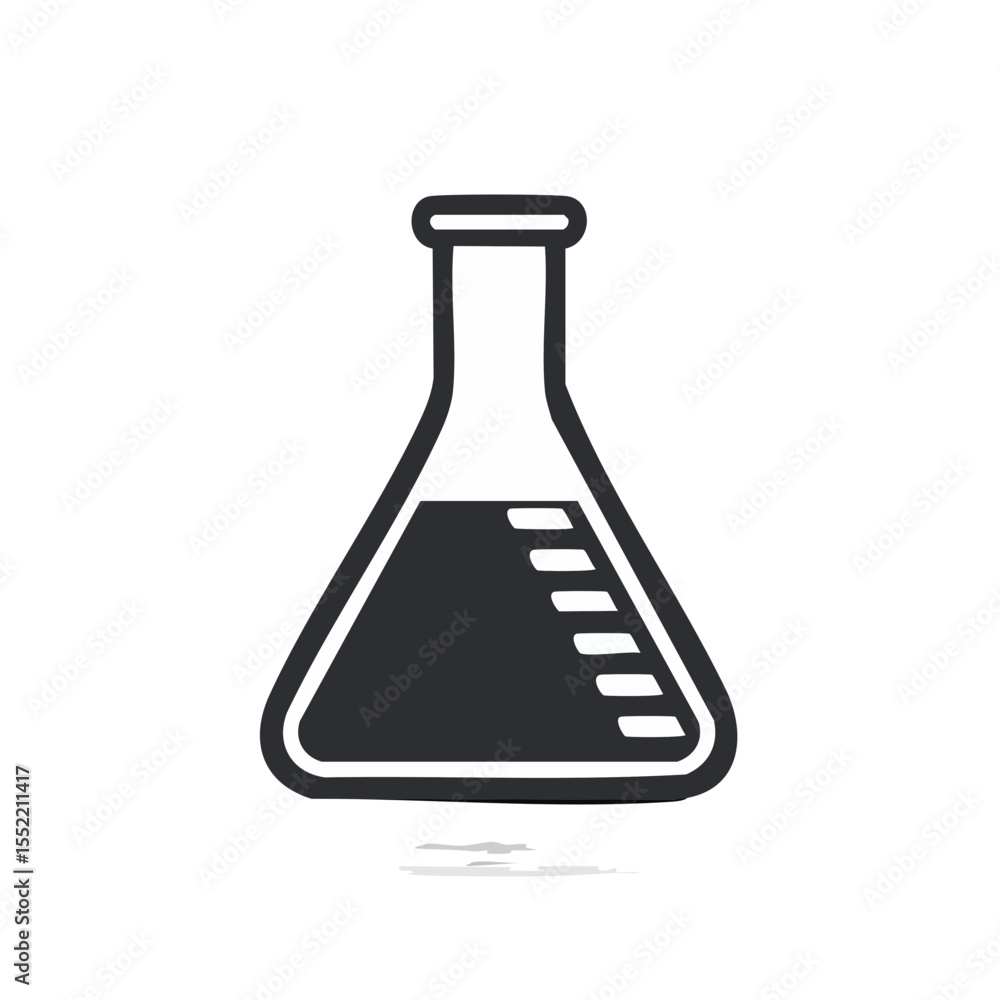 Erlenmeyer flask with liquid on a black background is ideal for scientific, medical, or educational themes Erlenmeyer flask with liquid on a black background is ideal for scientific, medical, or educational themes