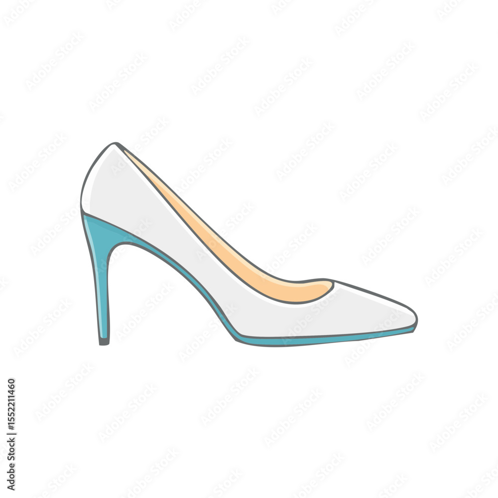 Elegant White Heel Shoe with Light Blue Accent Design Illustration Accessory Fashionable Style Design Simple Modern Trendy Elegant White Heel Shoe with Light Blue Accent Design Illustration Accessory Fashionable Style Design Simple Modern Trendy