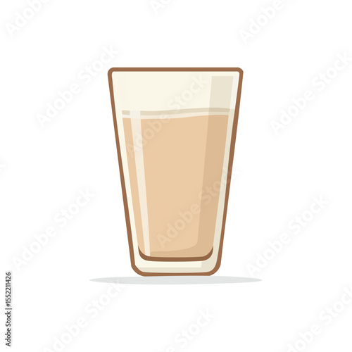 Cartoon Illustration of a Glass with Light Brown Beverage Drink Isolated on Black Background