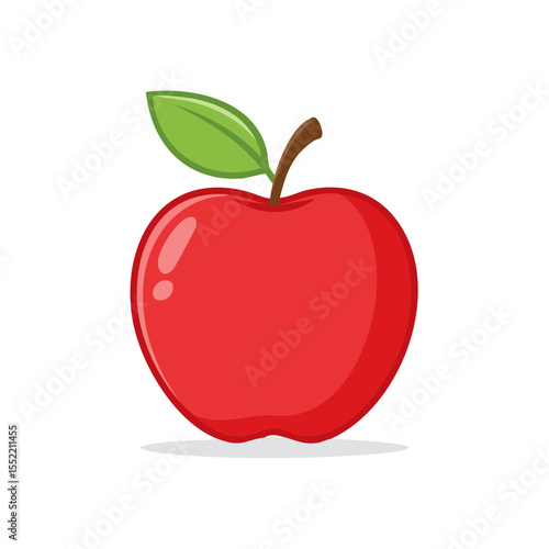 Red Apple Illustration with Leaf and Stem on Black Background Fresh Fruit Healthy Eating Icon Simple Food Design