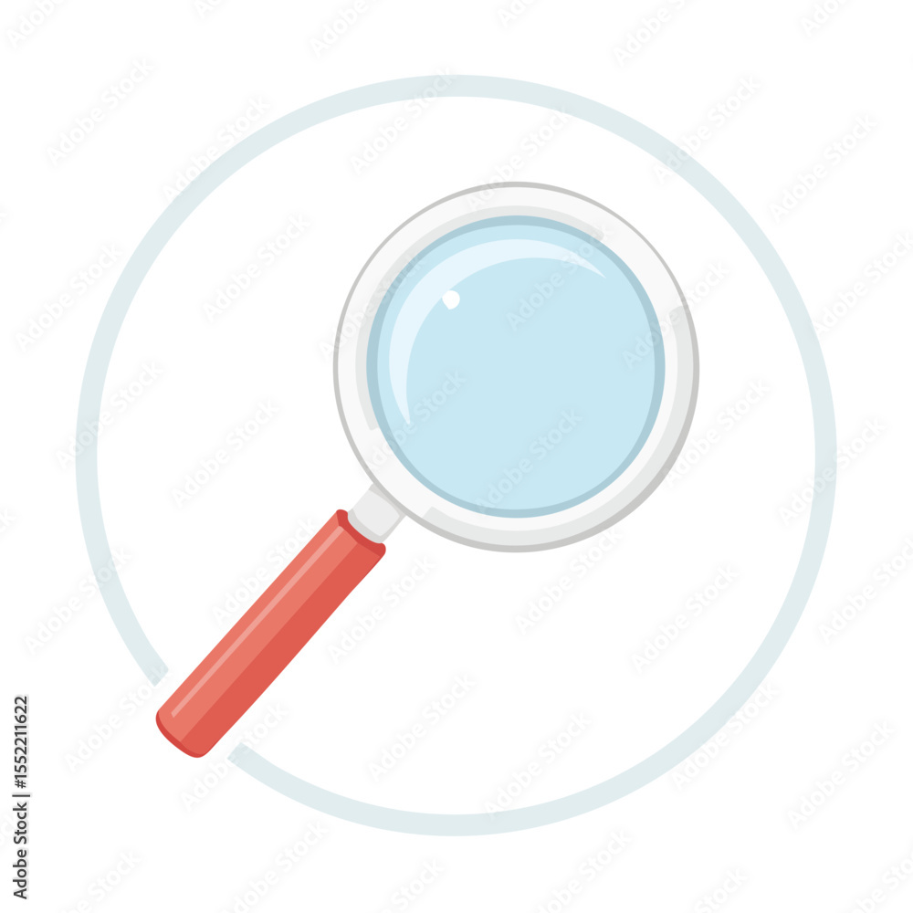 Magnifying glass illustration search tool for discovery in circle frame against black background simple flat vector graphic element Magnifying glass illustration search tool for discovery in circle frame against black background simple flat vector graphic element
