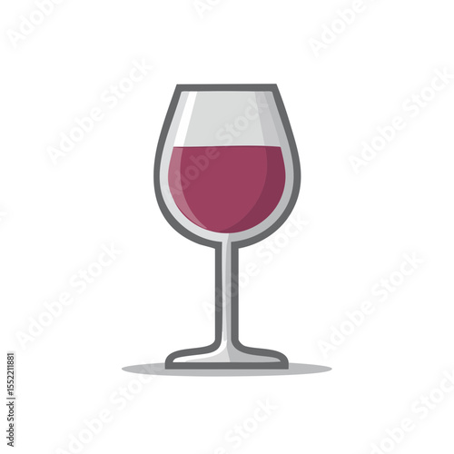 Isolated Wine Glass Illustration Containing Deep Red Liquid on Black Background