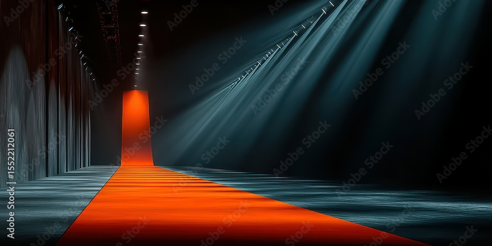 custom made wallpaper toronto digitalCatwalk designed for a fashion show with dramatic lighting and an orange runway in a dark venue