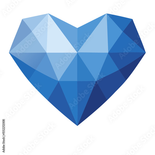 Abstract Blue Heart Shape Design in Geometric Low Poly Style on Black Background