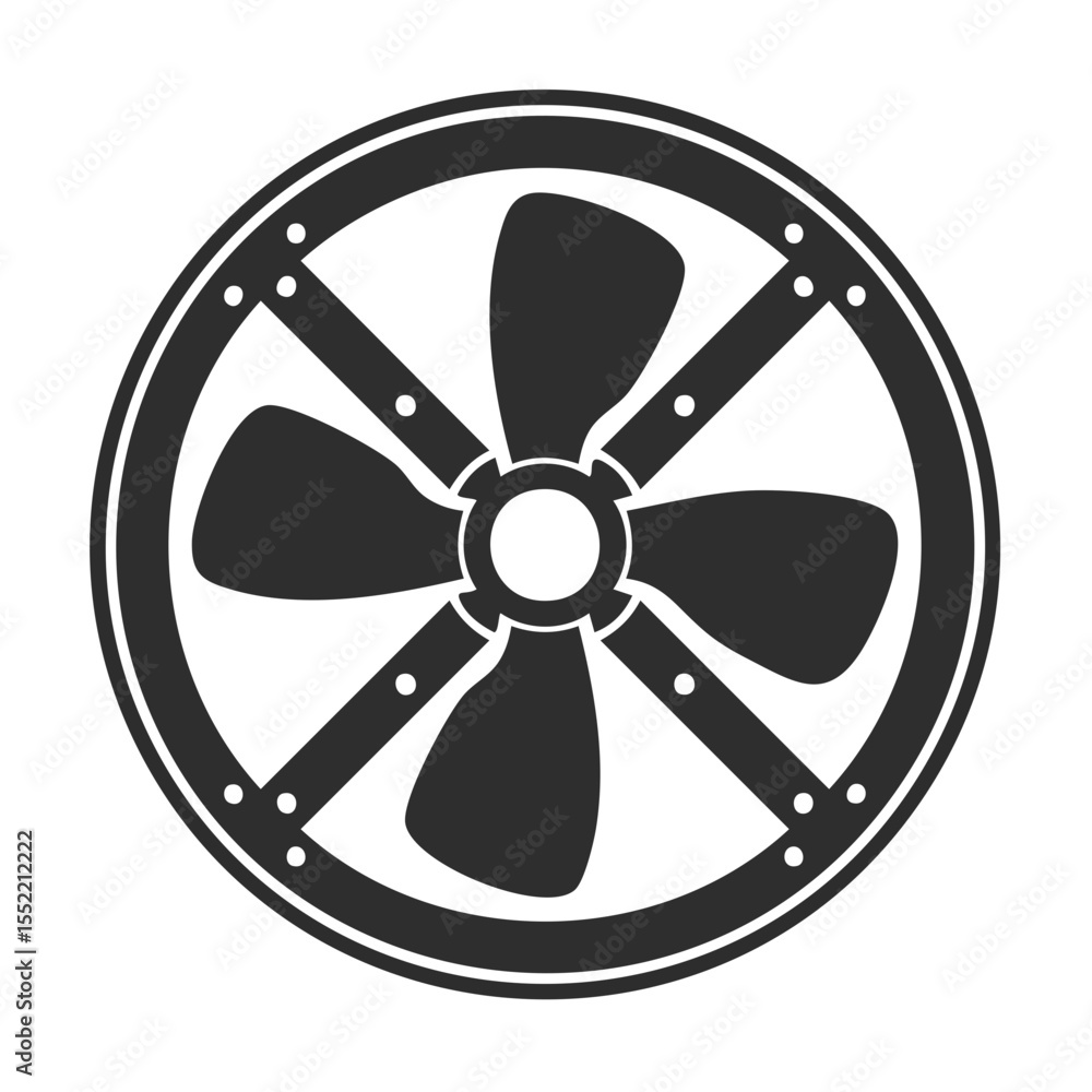 Fototapeta premium Illustration of a Ventilation Fan Device Showing Blades, Circle, and Studs, Isolated