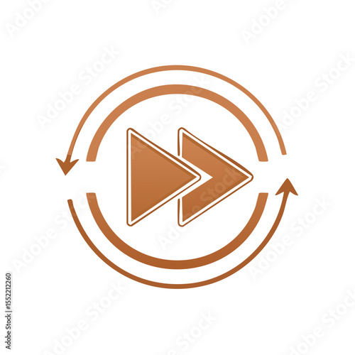 Forward Repeating arrows illustration on black backdrop representing repeat playback