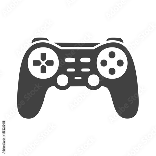 Gray Gamepad Icon on Black Background, Electronic Entertainment Console Controller, Gamer Equipment Symbol