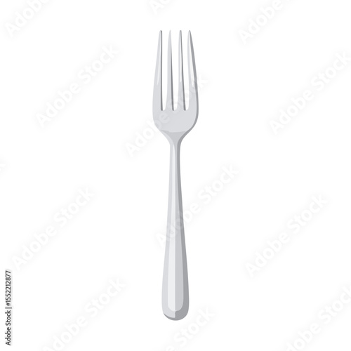 Silver Fork Utensil Illustration for Dining and Culinary Arts on Black Background