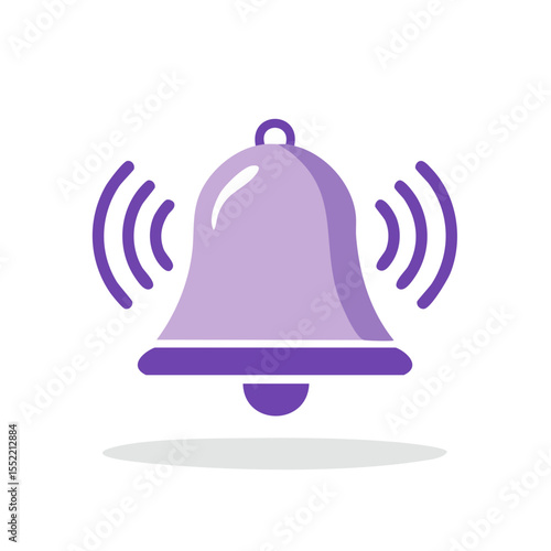 Illustration of a Purple Ringing Bell with Sound Waves on a Black Background