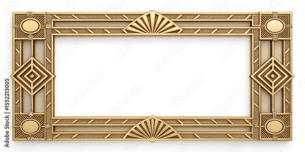 custom made wallpaper toronto digitalGolden Art Deco Frame with Fan and Diamond Details ,Frame, Artdeco