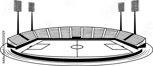 Stadium with floodlights outline. Minimal vector design of night sports venue