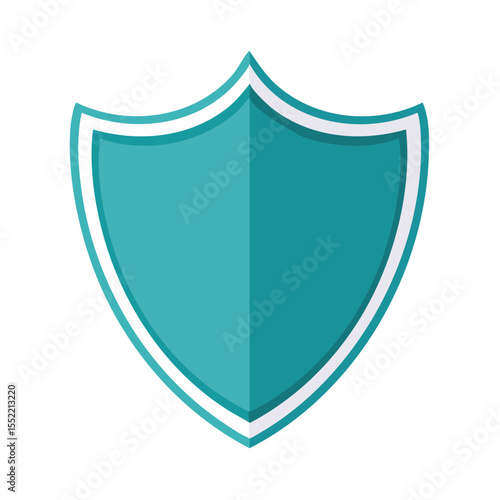 Teal protective shield emblem design symbolizing security and defense on black background a concept for safety badges and medieval crests