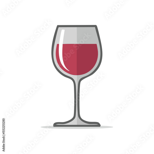 Illustration of a Single Wine Glass with Red Wine on a Black Background for Celebration Themes