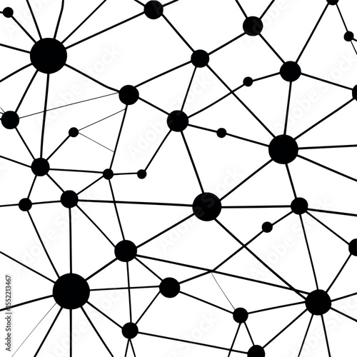 Neural network outline vector. Abstract linear connections and nodes for AI design.