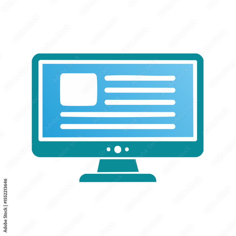 Computer Screen Displaying Website Interface Flat Vector Illustration for Tech Presentations and Web Design Concepts Computer Screen Displaying Website Interface Flat Vector Illustration for Tech Presentations and Web Design Concepts