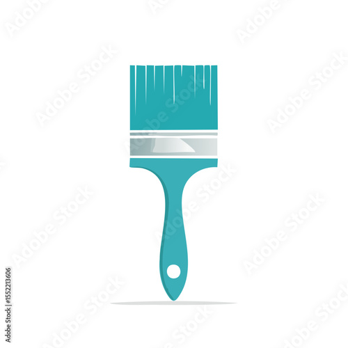 Turquoise Paint Brush Isolated on Black Background Renovation Tool Painting Equipment Brushstrokes Flat Design