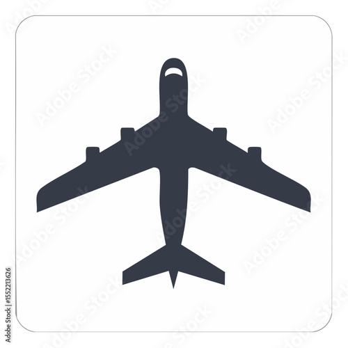 Airplane Silhouette Icon Illustration for Air Travel and Transportation Graphics