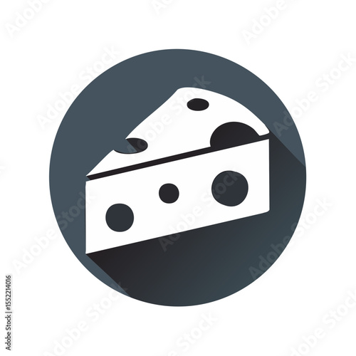 Cheese slice icon flat design with dark background dairy product nutrition food illustration appetizer ingredient vector style