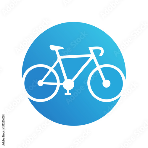 Minimalist Bicycle Icon on Blue Gradient Circle Simple Transportation Design Illustration for Graphic Elements or Bike Related Projects