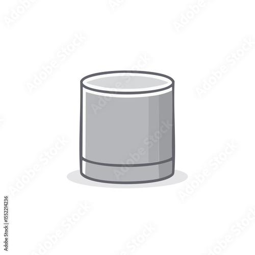 Cartoon Grey Metal Canister on Black Background Cylindrical Container Metalware Item