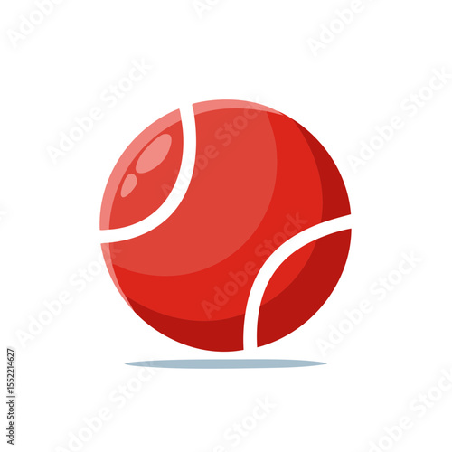 Isolated Red Tennis Ball Design Element for Sports Equipment or Recreational Activities