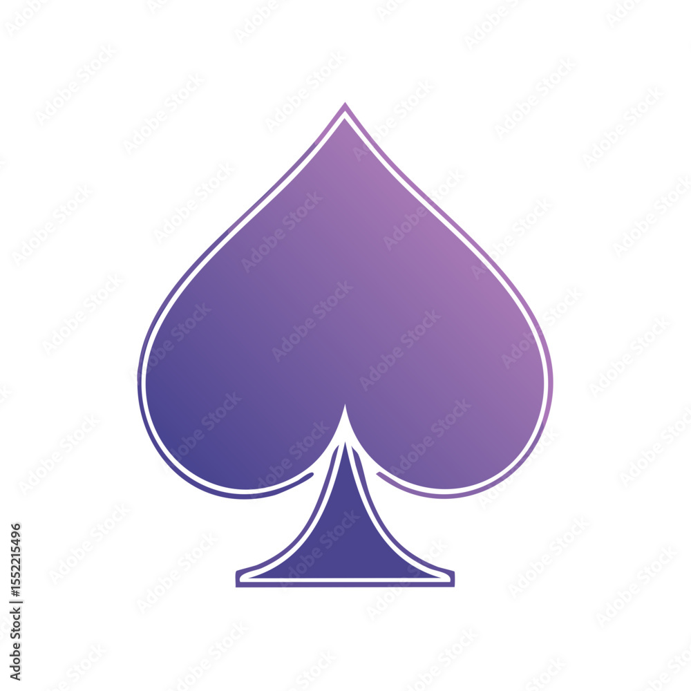 Fototapeta premium Gradient Spade Symbol on Black Background for Playing Card Designs and Abstract Game Art