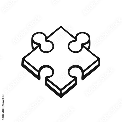 Isometric Puzzle Piece Outline on Black, Connectivity and Solution Concept